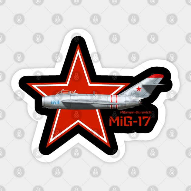 Mikpyan-Gurevich MiG-17 Sticker by BearCaveDesigns